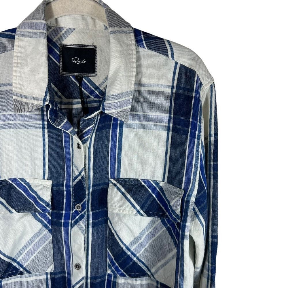 Men’s Rails Blue White Hunter Plaid Shirt - Picture 4 of 9